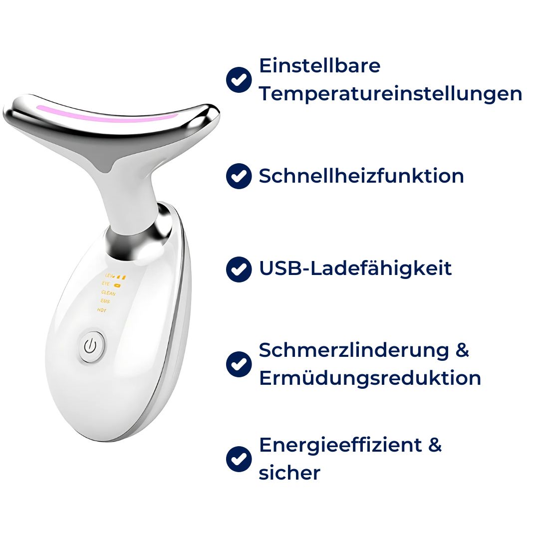 LumiLift EMS Ansigtskonturer – Kompakt, elegant sort/hvid, EMS mikrostrøm, hudopstramning, anti-aging enhed