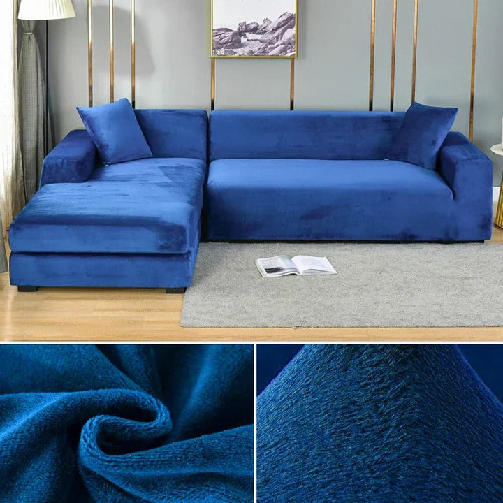 Luksuriøst Stretch Fløjls Sofabetræk i elegant beige, glat og rynkefrit, beskytter møbler, passer til forskellige sofaformer og -størrelser