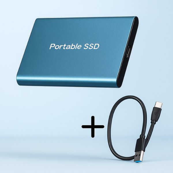 Lynhurtig bærbar ekstern SSD med USB-C til hurtig og pålidelig digital lagring af data.