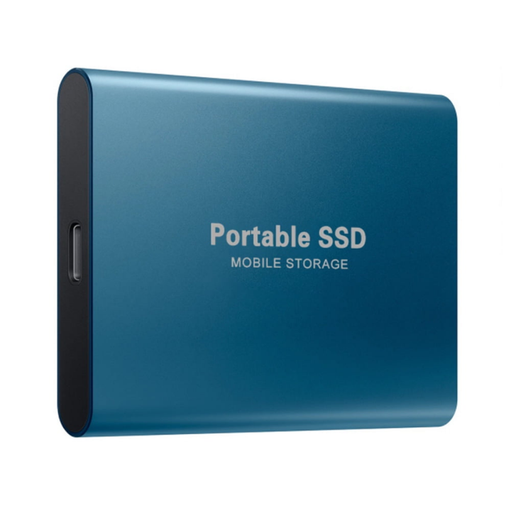 Billede af den kompakte bærbar ekstern SSD, klar til brug med USB-C enheder.