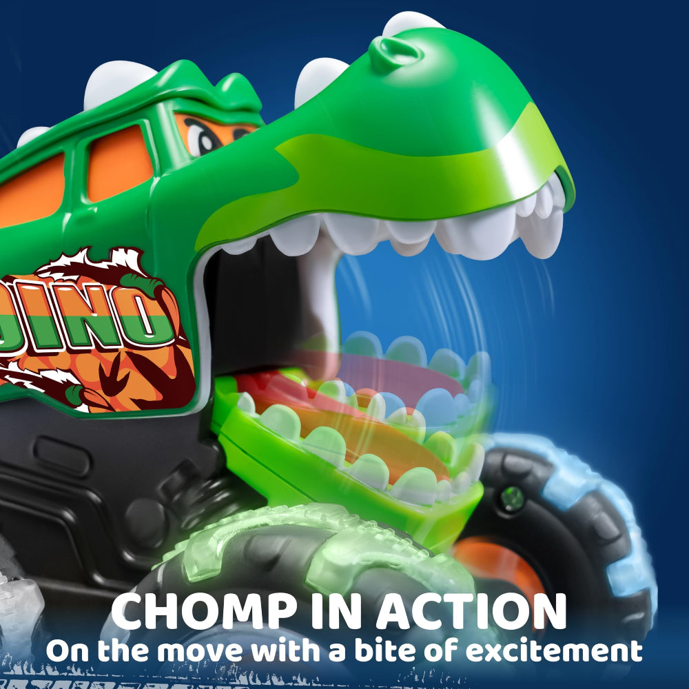 Robust lysende monstertruck i dyredesign til aktive småbørn. Ideel gaveidé, pædagogisk og sjovt motoriklegetøj.