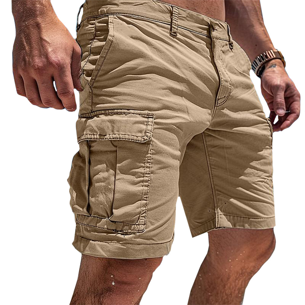 Mænds Bradley cargo shorts i beige med praktiske lommer til sommer; komfortabel fritidsstil.