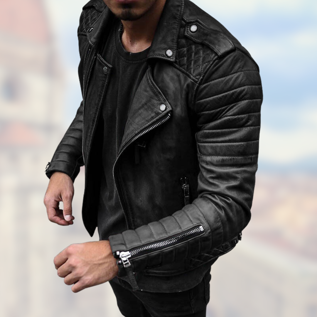Elegant sort Filip herrejakke. Tidløs, vejrbestandig og stilfuld overgangsjakke til mænd. Klassisk streetwear.