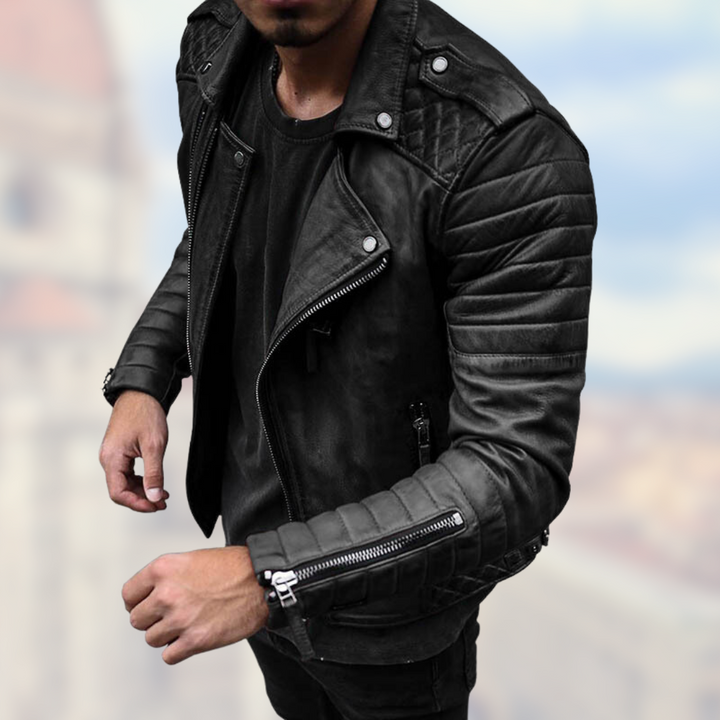 Elegant sort Filip herrejakke. Tidløs, vejrbestandig og stilfuld overgangsjakke til mænd. Klassisk streetwear.