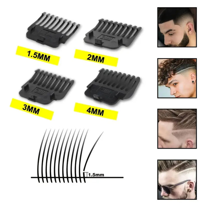Professionel trådløs trimmer til mænds hårpleje og skægstyling. USB opladning for nem brug.