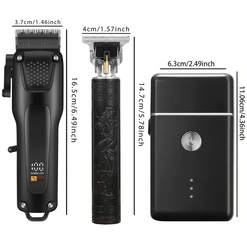 Trådløs GroomMaster Pro trimmer til mænd. USB opladning for nem hår- og skægpleje på farten.