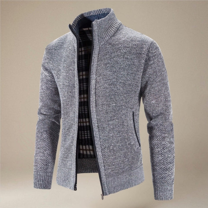 Komfortabel mænds cardigan med praktisk lynlås, perfekt til en moderne, casual stil.