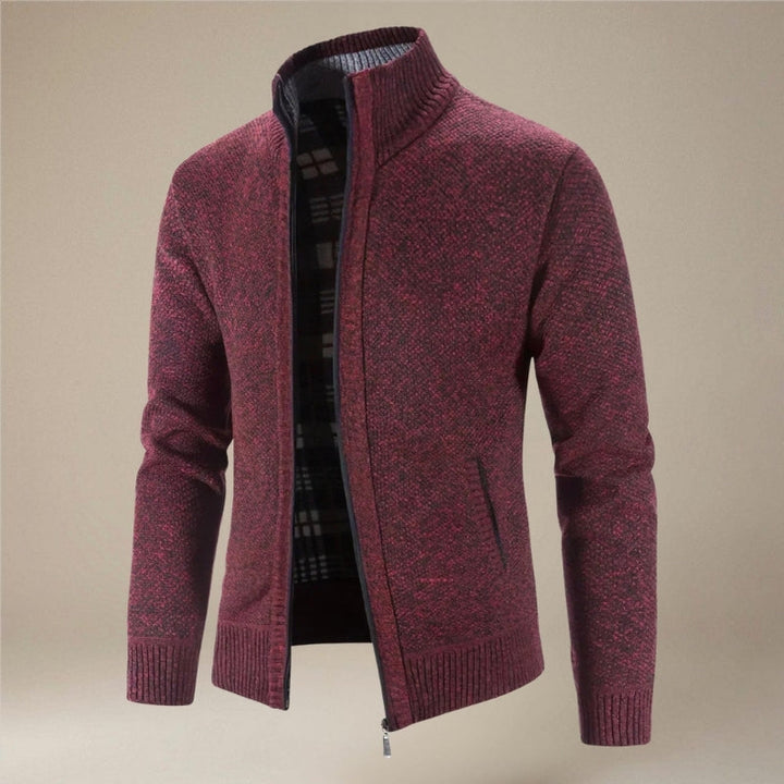 Slim fit lynlås cardigan til mænd. En moderne klassiker der kombinerer komfort og stil.