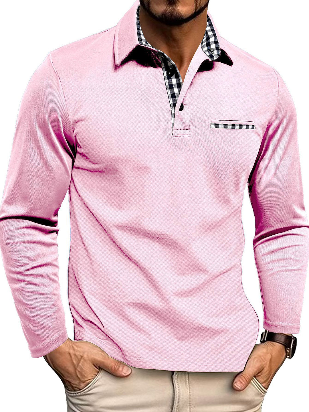 Stilfuld mænds slim fit poloshirt med lange ærmer, perfekt til hverdag og mode.