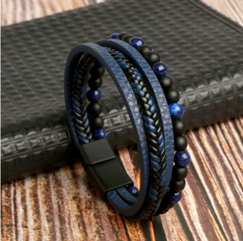 Luksuriøst armbåndssæt til mænd. Alsidigt tilbehør med unikt design, perfekt til et elegant look.