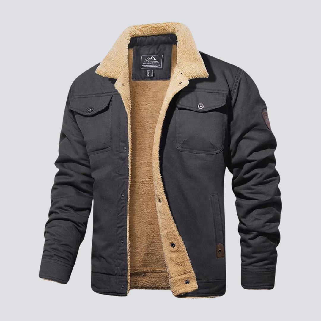 Moderne mænds bomberjakke i stilfuld grå. Trendy efterårsjakke for et skarpt look.