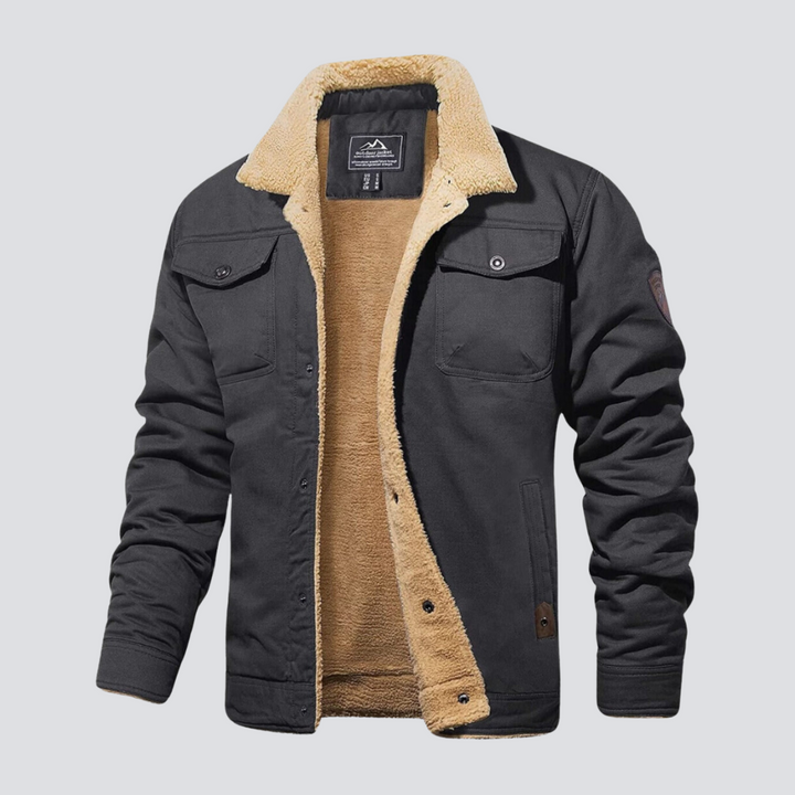 Moderne mænds bomberjakke i stilfuld grå. Trendy efterårsjakke for et skarpt look.