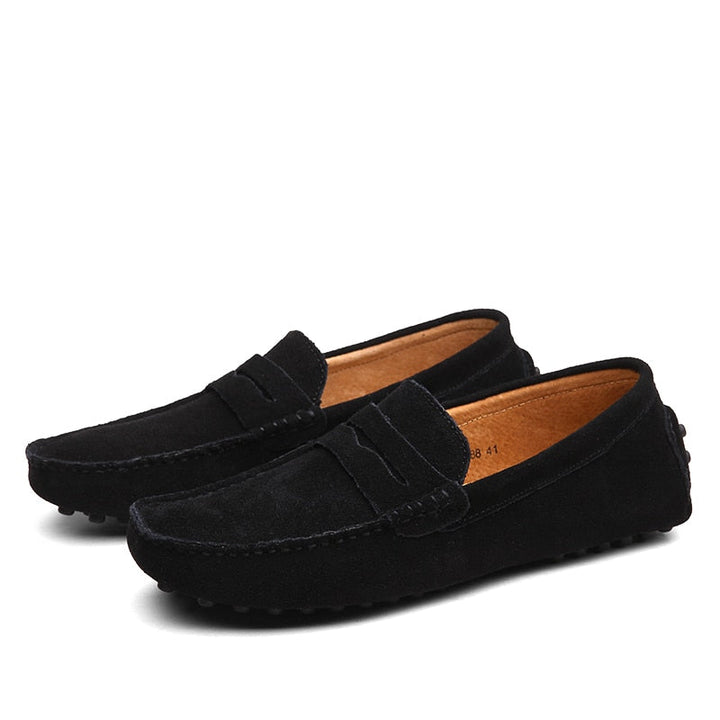 Blå moderne loafers til mænd, et stilfuldt valg for et friskt og casual udtryk.