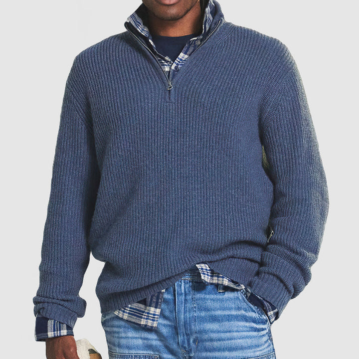 Høj kvalitet herre lynlås sweater i blødt stof, smart og elegant til modebevidste mænd.