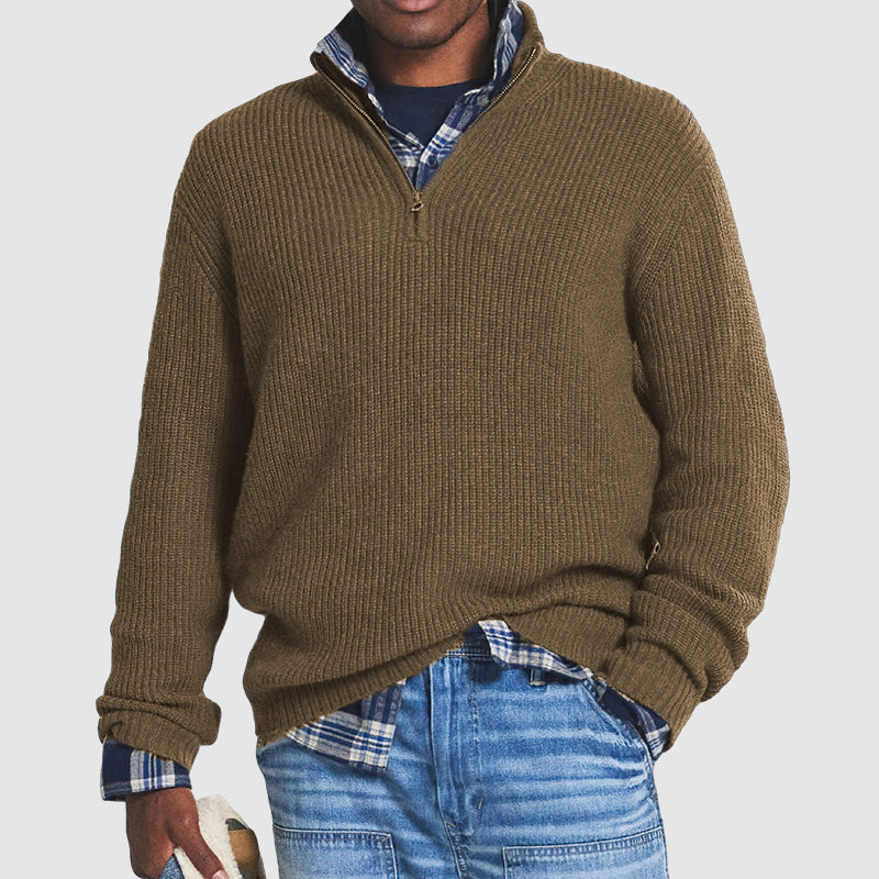 Elegant mænds trøje med lynlås, ideel som business casual tøj eller til afslappede arrangementer.