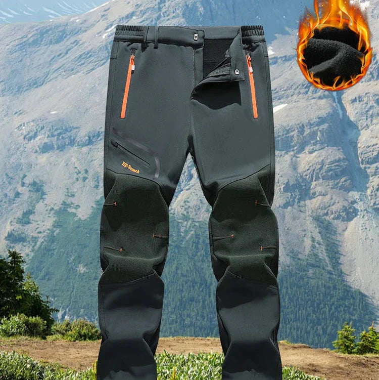 Mænds vandtætte, varme softshell trekkingbukser til outdoor og vandring.