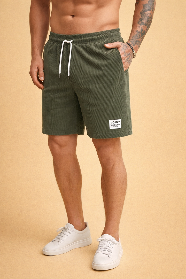 Mørkeblå herre casual shorts med elastisk talje for optimal komfort til hverdagsbrug.