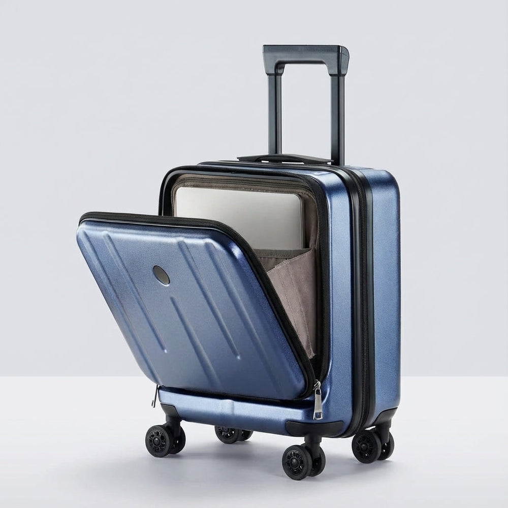 Praktisk mørkegrå håndbagage med organiseret laptoprum og TSA-lås til nem forretningsrejse.