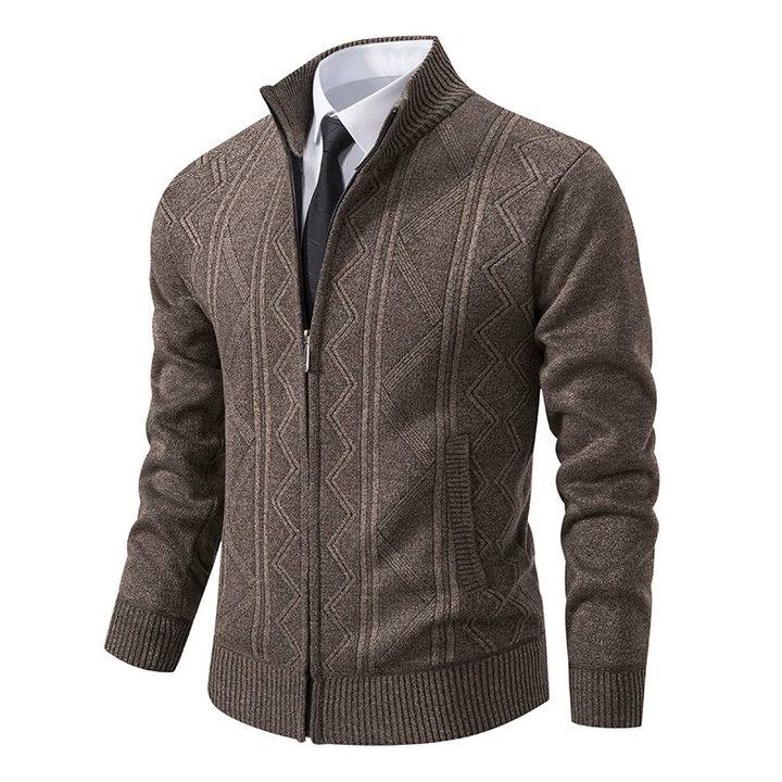 Klassisk herre vintercardigan med lynlås. Elegant, varm og komfortabel til koldere dage.