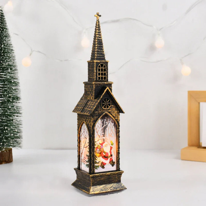 Magisk 20 cm LED julelanterne i messing. Skaber festlig belysning og hyggelig julestemning som borddekoration.