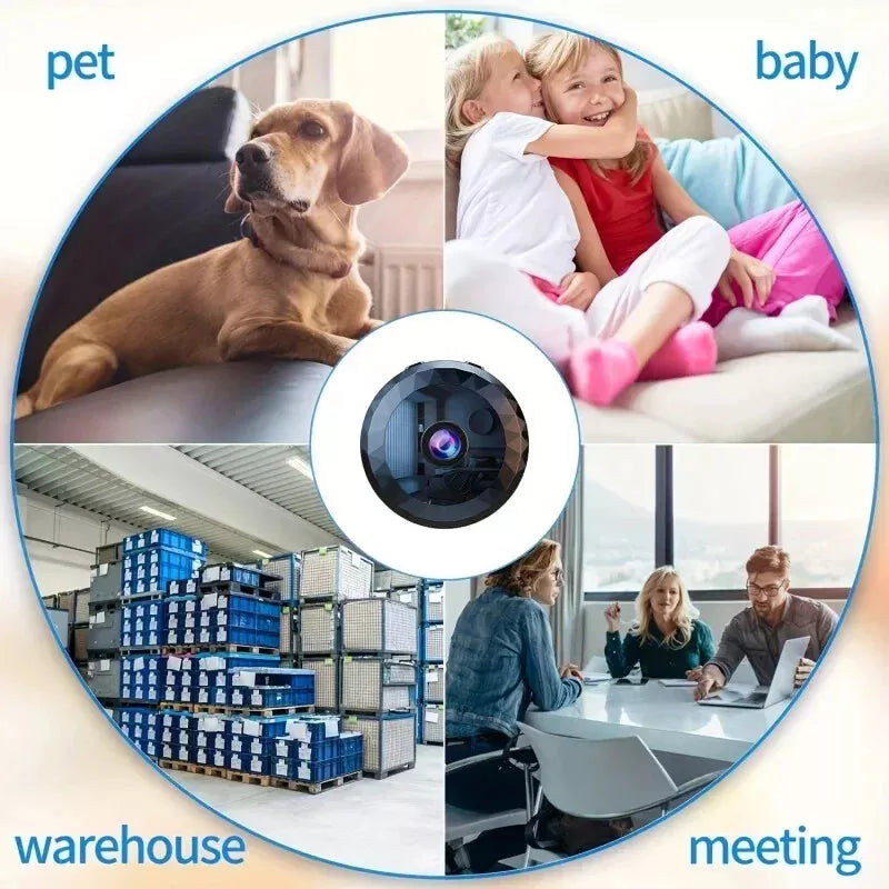 Magnetisk Mini WiFi-kamera med 1080P HD, nattesyn og magnetisk base til nem overvågning i hjemmet og på kontoret.