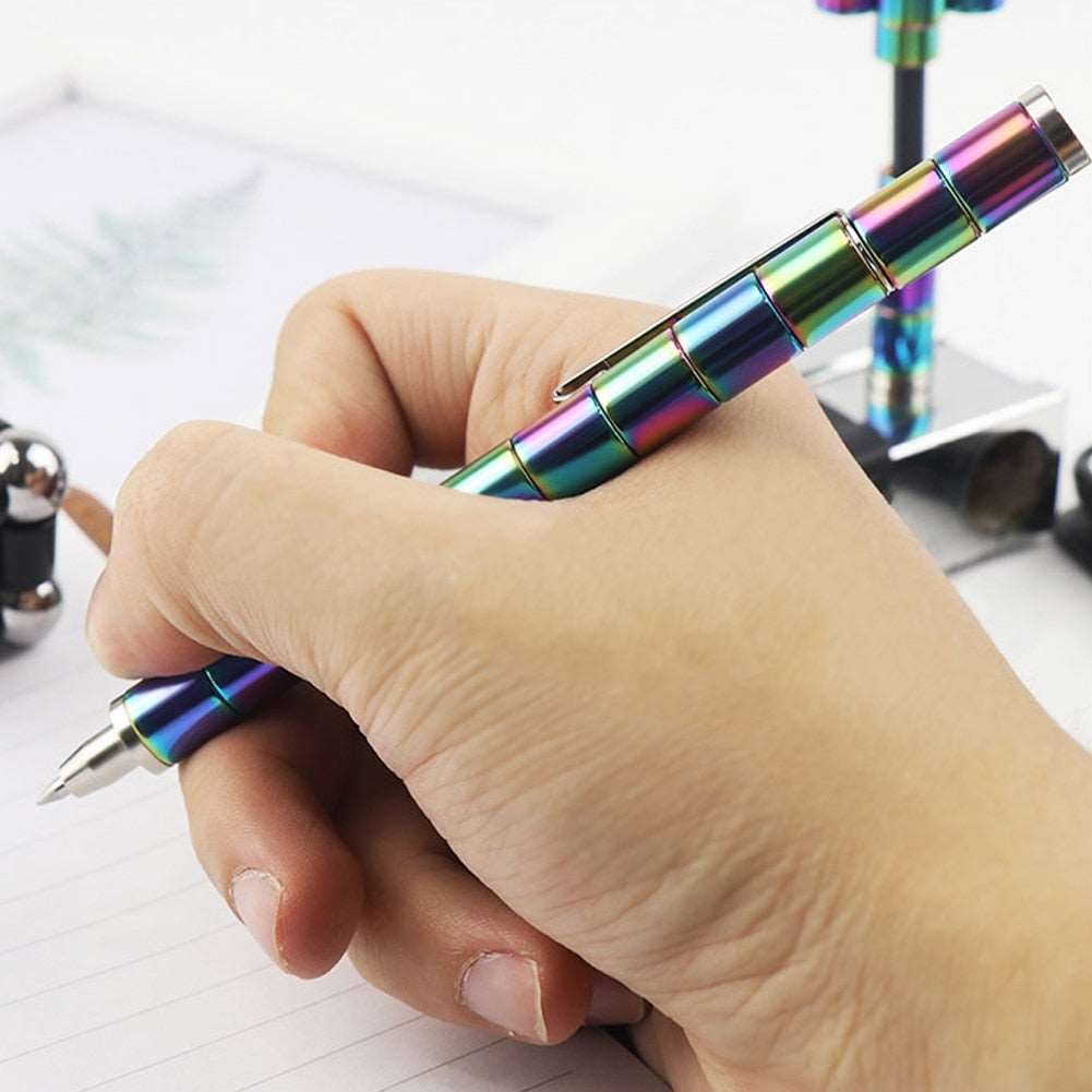 Magnetisk Fidget Pen til stressaflastning, sølv, kombinerer pen og legetøj for produktivitet og kreativitet