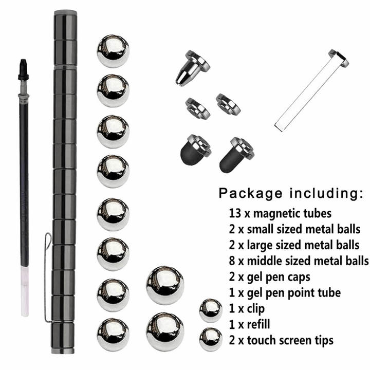 Magnetisk Fidget Pen til stressaflastning, sølv, kombinerer pen og legetøj for produktivitet og kreativitet