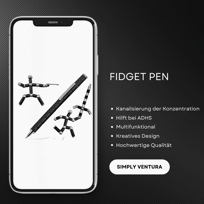 Magnetisk Fidget Pen til stressaflastning, sølv, kombinerer pen og legetøj for produktivitet og kreativitet