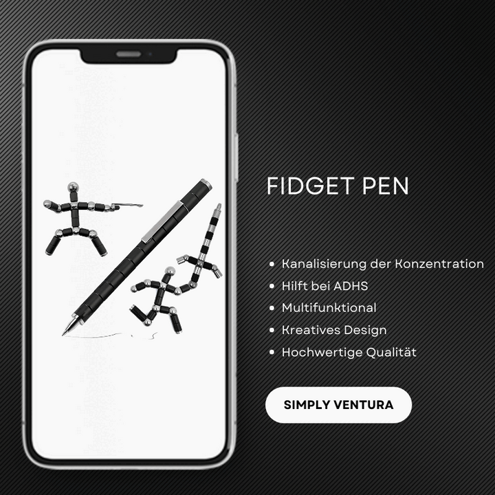 Magnetisk Fidget Pen til stressaflastning, sølv, kombinerer pen og legetøj for produktivitet og kreativitet