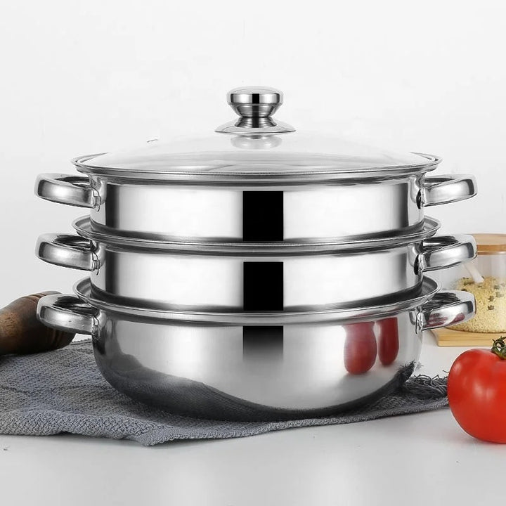 3-Lags Dampkoger - Rustfrit Stål Dampgryde