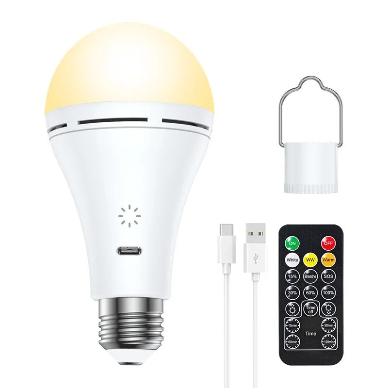 Hvid trådløs LED-lampe med fjernbetjening og touch-funktion