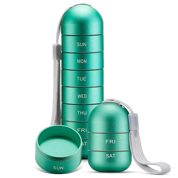 Organiser din ugentlige medicin med denne 7-dages aluminium pilleorganisator. Robust design.
