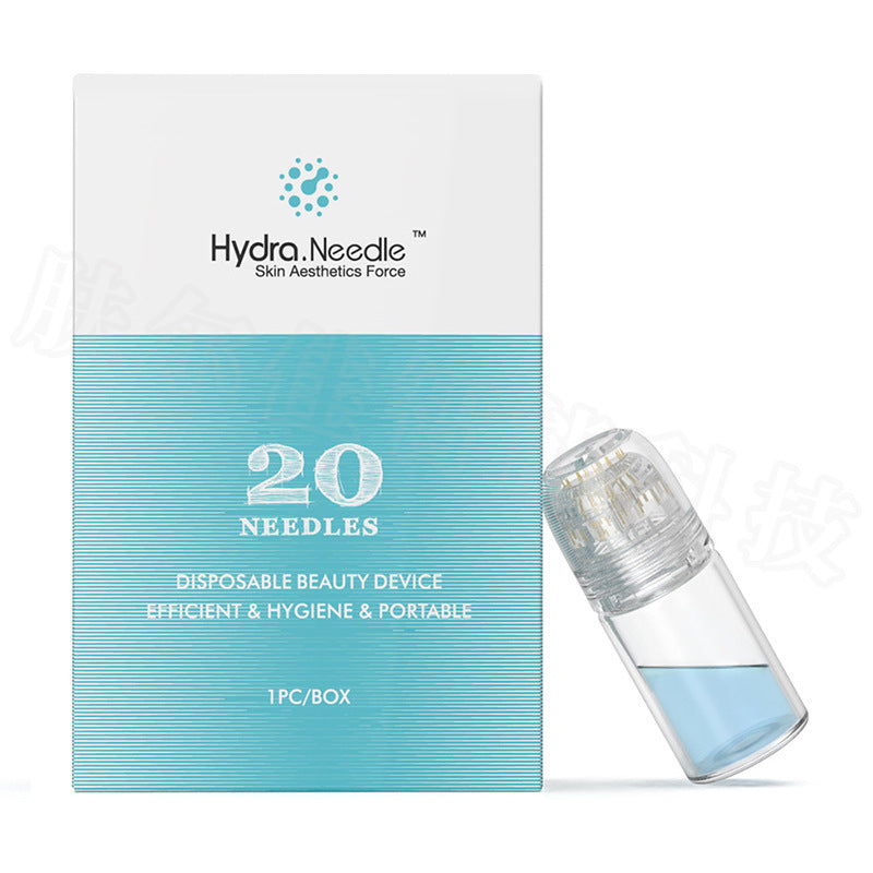 Microneedling Derma Stempel med 20 titanåle og serumflaske for glat, strålende hud og forbedret hudpleje.
