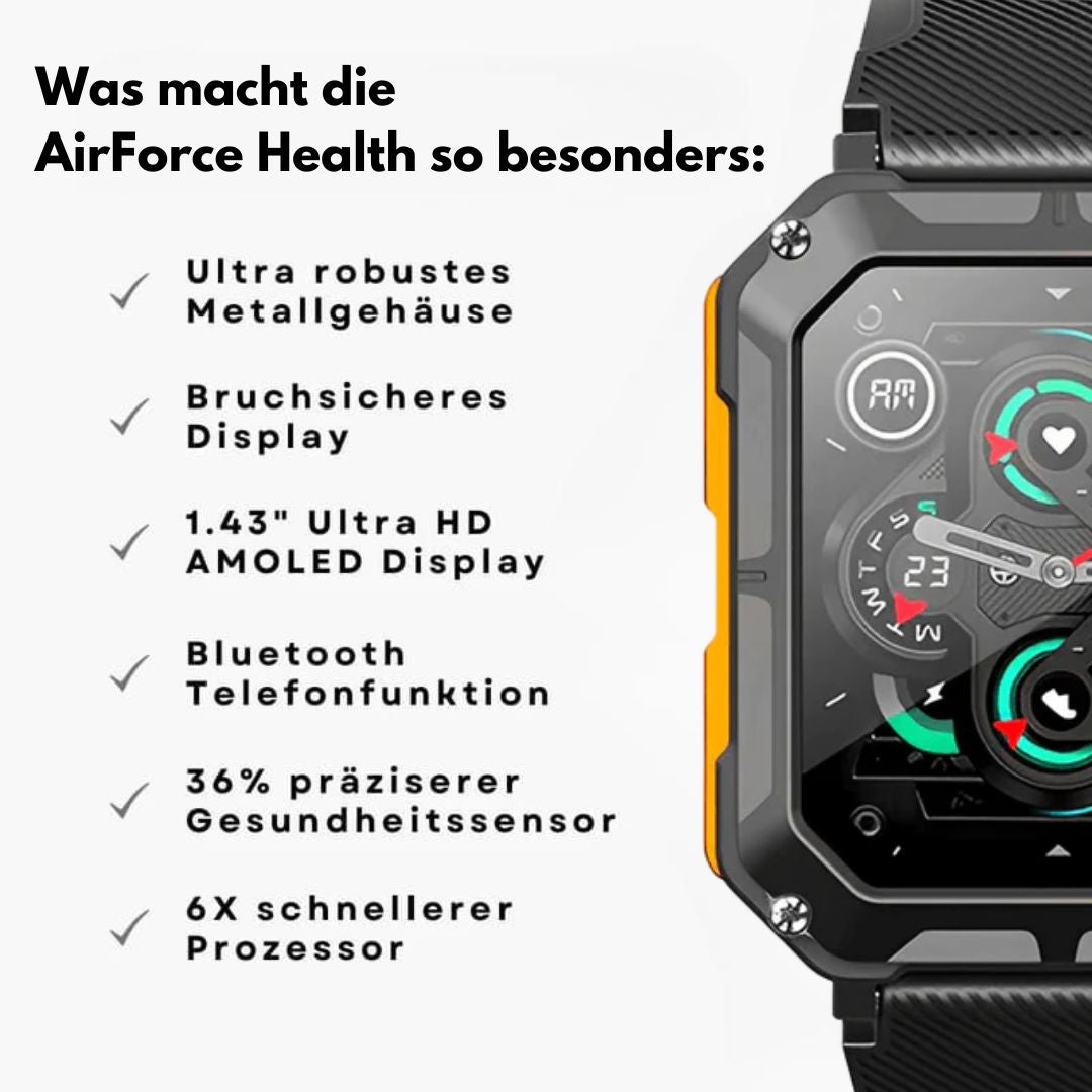 Militær smartwatch med robust titaniumskasse og fuldmetalramme, ideel til ekstreme forhold og sundhedsovervågning