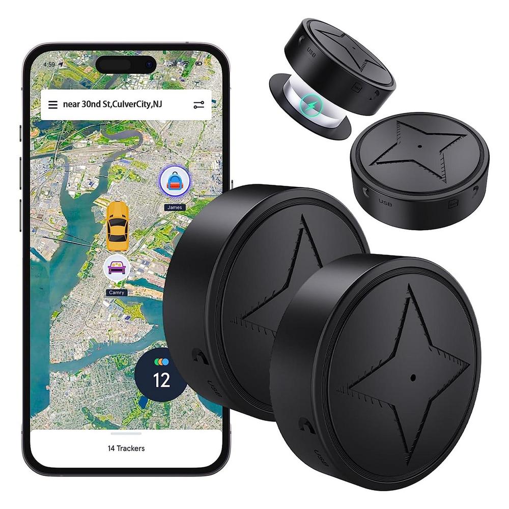 Vandafvisende mini GPS-tracker til kæledyr, bil og bagage. Sporing med mobil app og geofencing funktion.