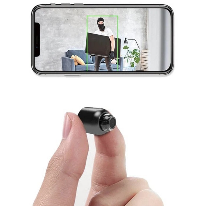 Mini WiFi kamera til diskret overvågning. Trådløst sikkerhedskamera perfekt til hjemmesikkerhed med live-visning.