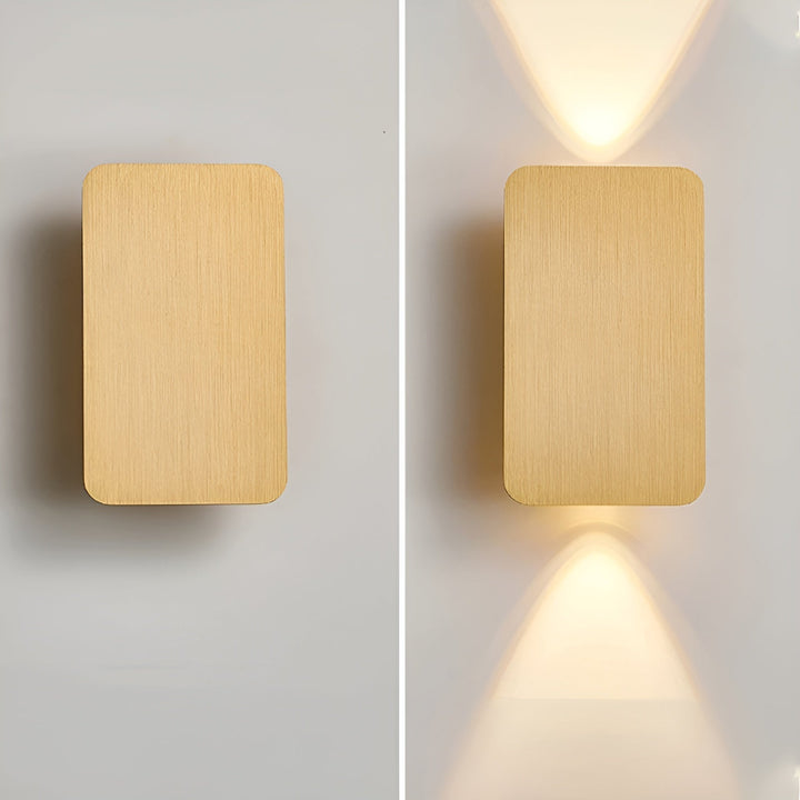Minimalistisk LED-væglampe til stilfuld indretning, rektangulært design, varm lyskilde, energieffektiv, aluminium.