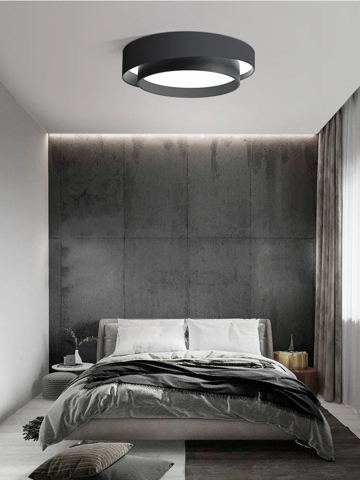 Minimalistisk NordicAura LED Loftlampe i hvidt, fladt design, energibesparende, jævn belysning til stue.