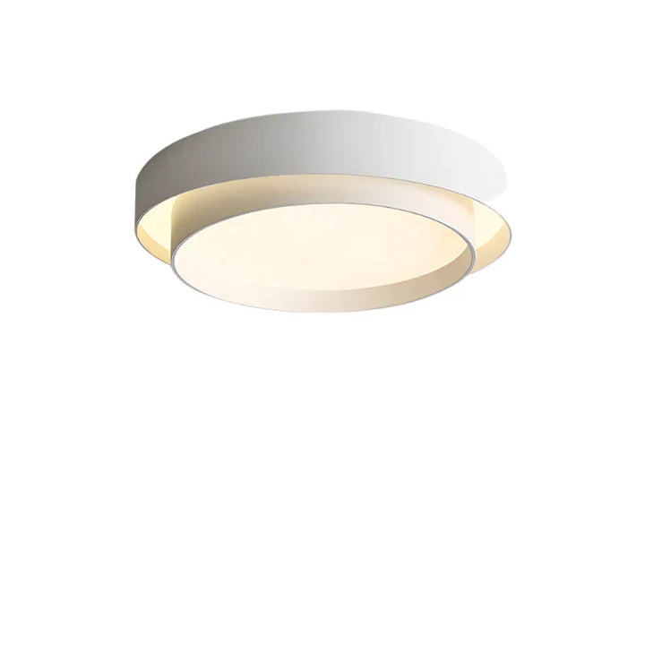 Minimalistisk NordicAura LED Loftlampe i hvidt, fladt design, energibesparende, jævn belysning til stue.