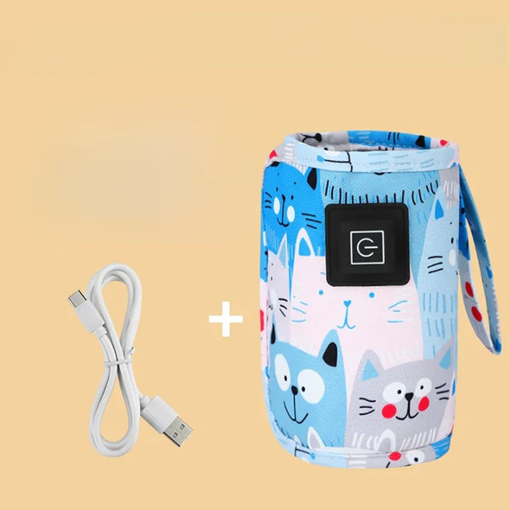 Bærbar USB-flaskevarmer til baby, robust og let design, isolerende, ideel til hjem og rejser