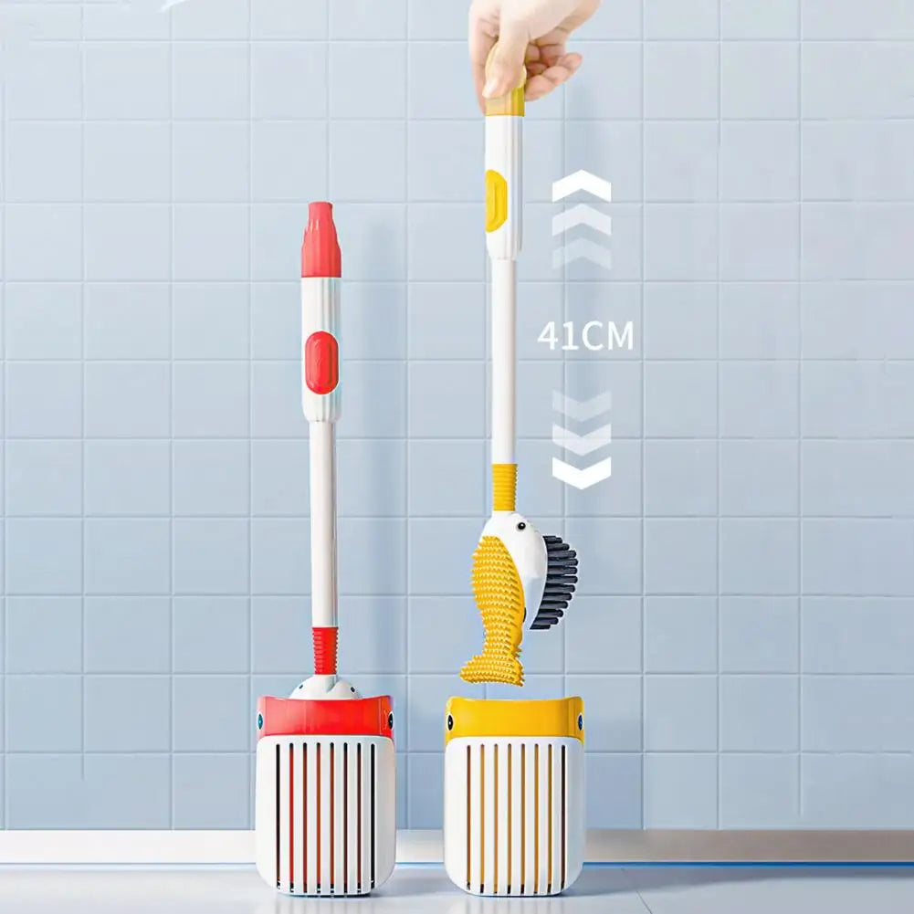 Hygiejnisk andeformet toiletbørste med vægmonteret holder, perfekt til et stilfuldt og rent badeværelse.