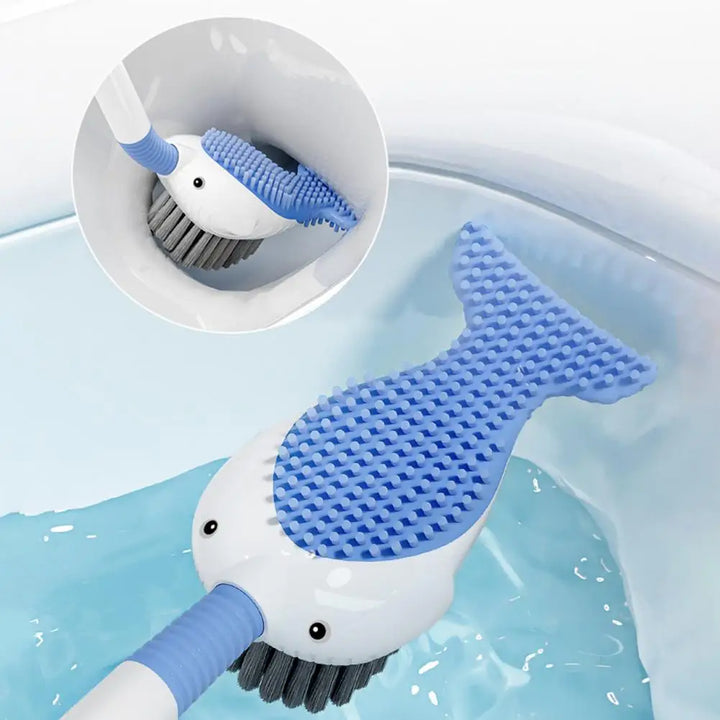 Effektiv 360° rengøring med farverig andeformet toiletbørste og holder til dit moderne badeværelse.