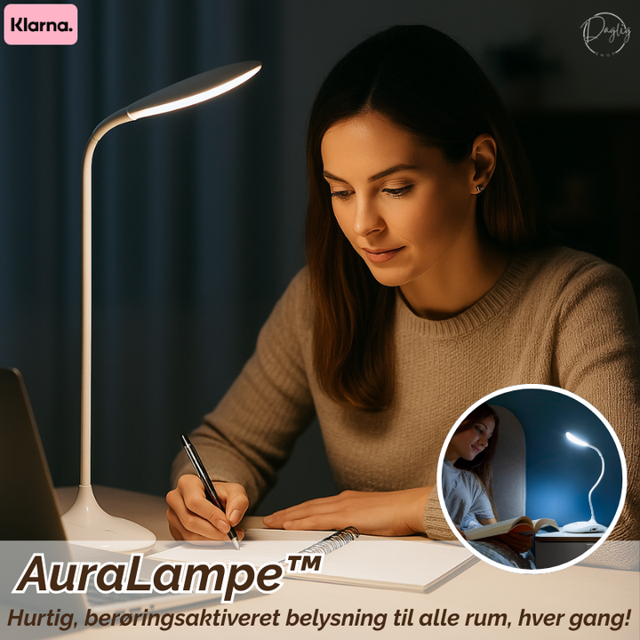Moderne, bærbar LED bordlampe med touch-funktion. Trådløs belysning til hjemmets hyggekroge.