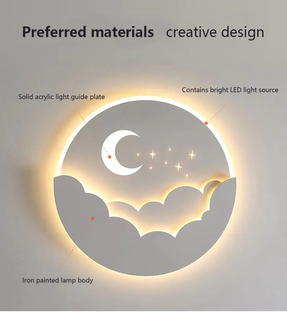 Moderne LED-væglampe, hvid, minimalistisk, energieffektiv, til stue, soveværelse, nem installation.