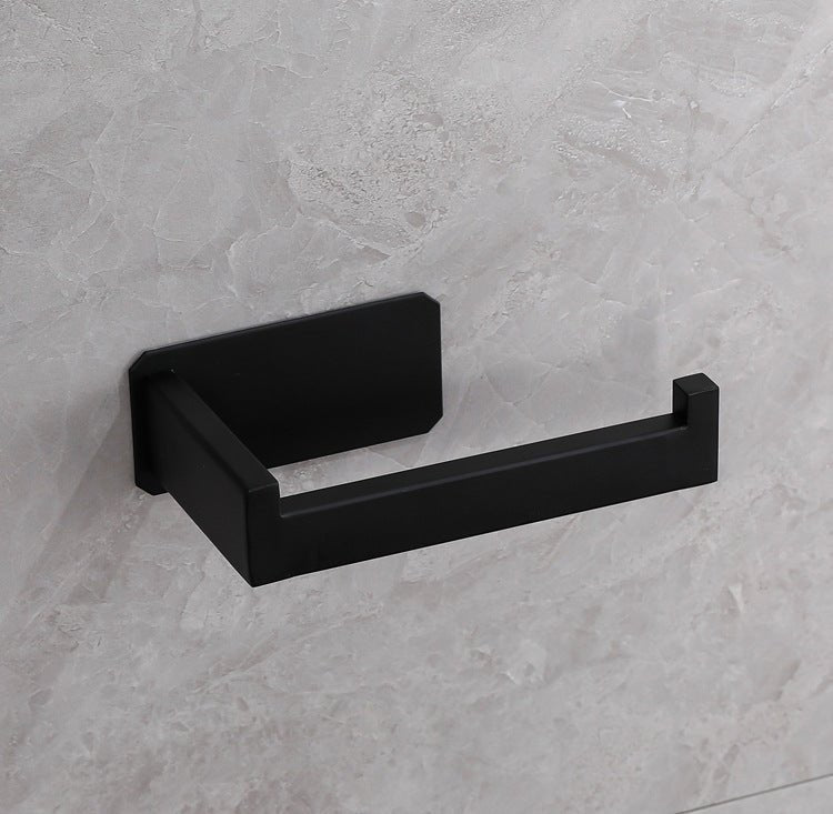 Moderne toiletpapirholder i rustfrit stål, borefrit design, elegant, i sølv eller sort, til ethvert badeværelse.