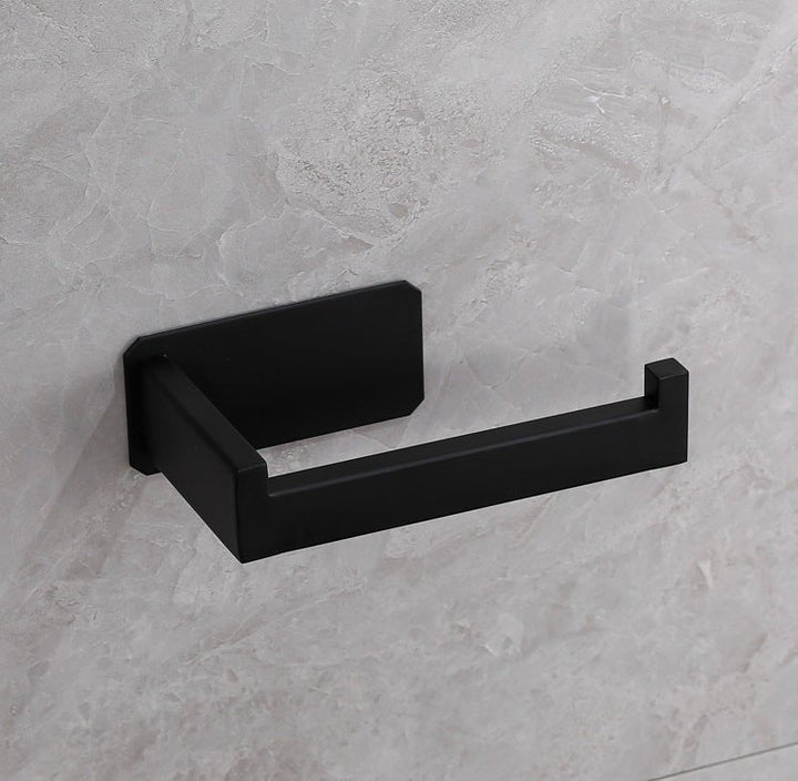 Moderne toiletpapirholder i rustfrit stål, borefrit design, elegant, i sølv eller sort, til ethvert badeværelse.