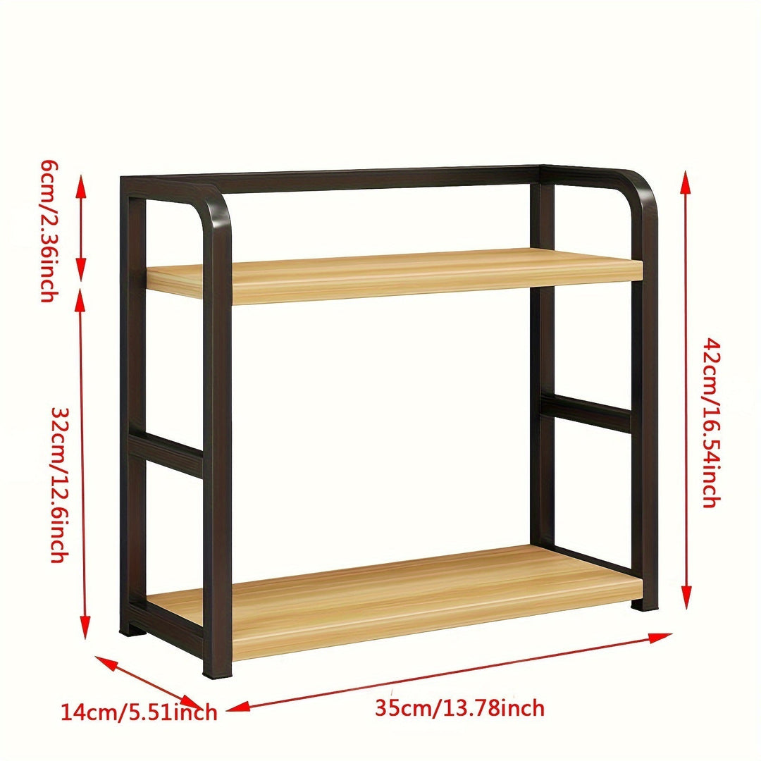 Moderne køkkenhylde i rustfrit stål med elegant design, praktisk opbevaringsplads, ideel til krydderier, 14x35x42 cm, sort/brun.