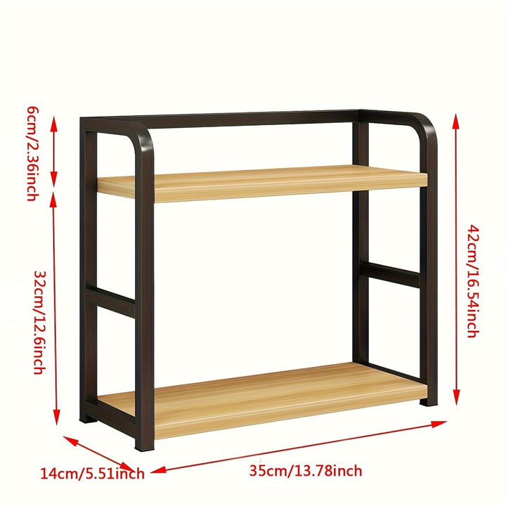 Moderne køkkenhylde i rustfrit stål med elegant design, praktisk opbevaringsplads, ideel til krydderier, 14x35x42 cm, sort/brun.