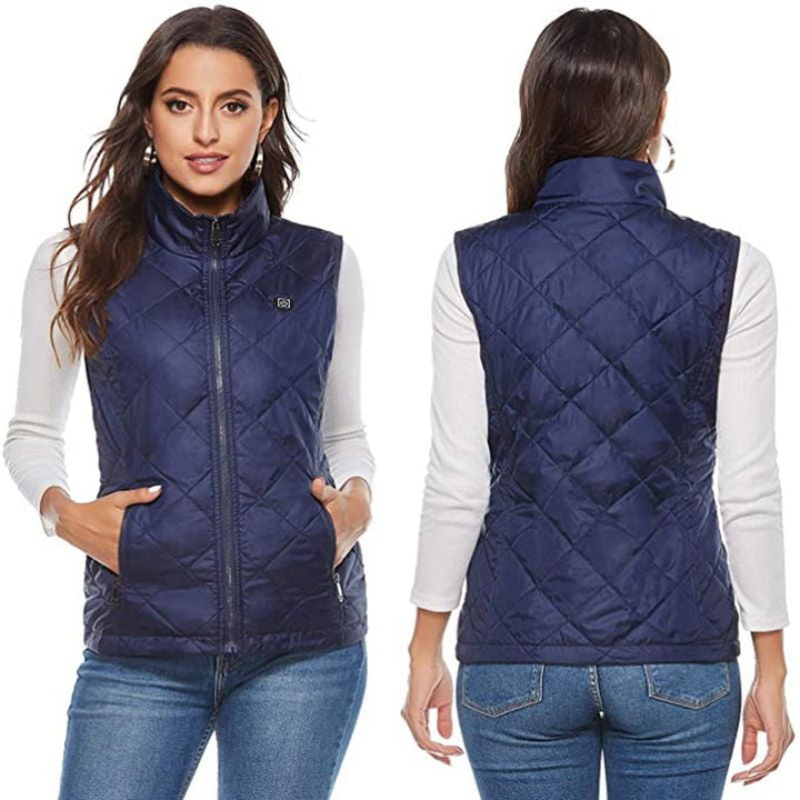 Stilfuld USB-opvarmet vest i grå, sporty og elegant, med indbygget varmefunktion, ideel til kolde dage, bomuld-polyester