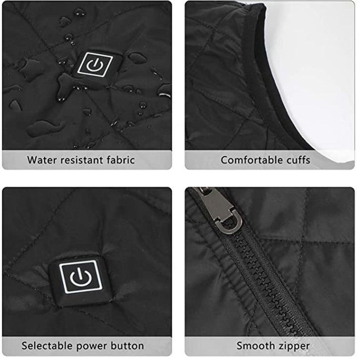 Stilfuld USB-opvarmet vest i grå, sporty og elegant, med indbygget varmefunktion, ideel til kolde dage, bomuld-polyester